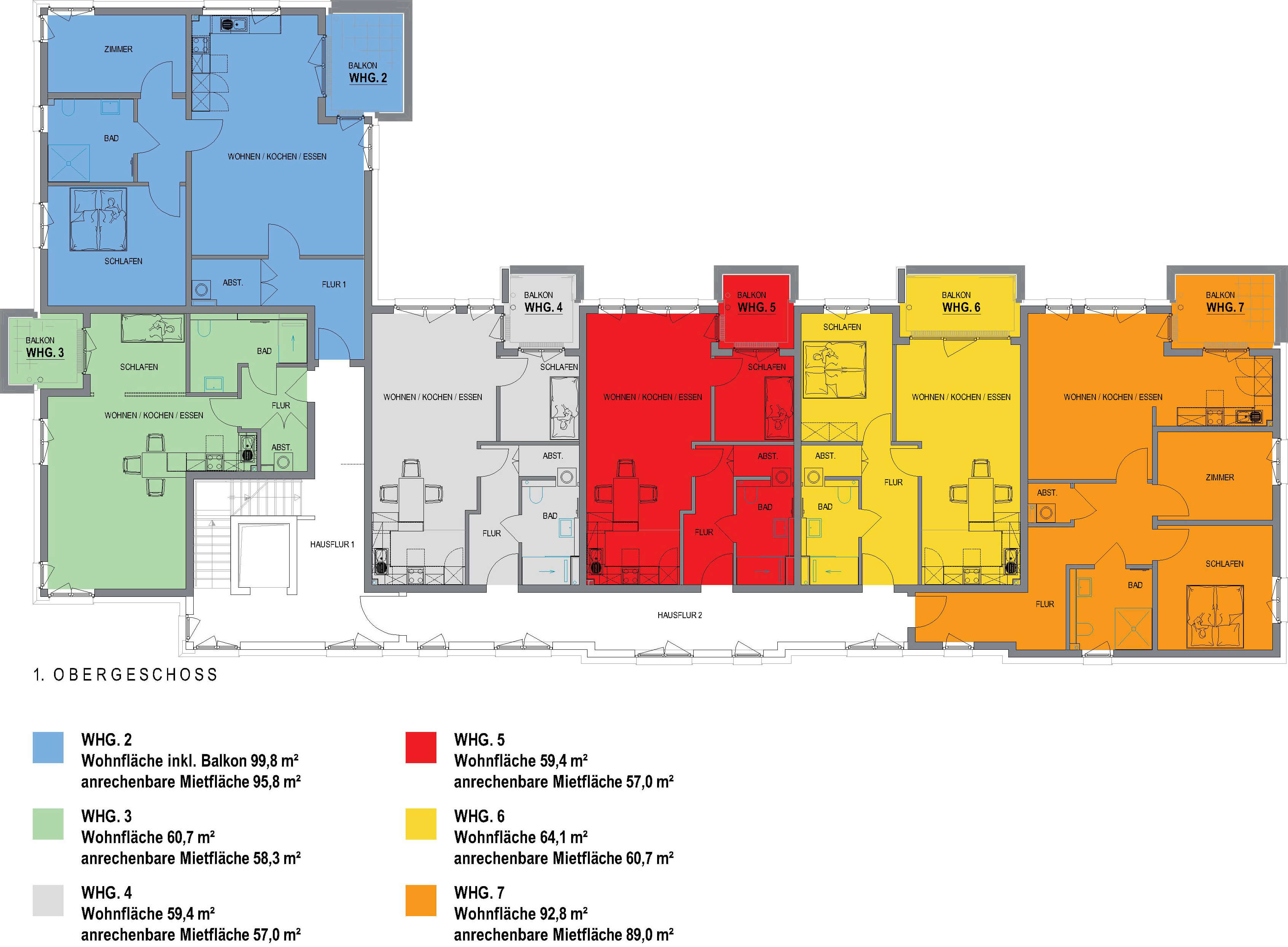 Grundriss des Hauses 1 1.OG